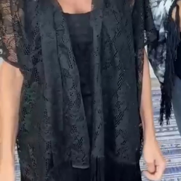 Oragami NWOT Black Floral Lace Kimono XXL - Picture 8 of 11